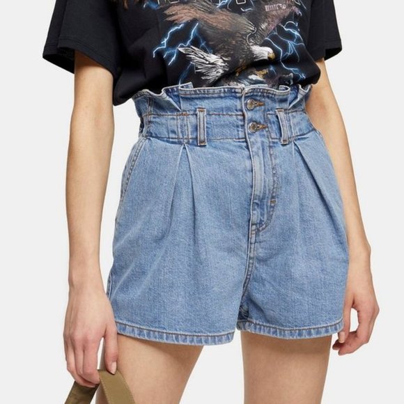 topshop paperbag denim shorts